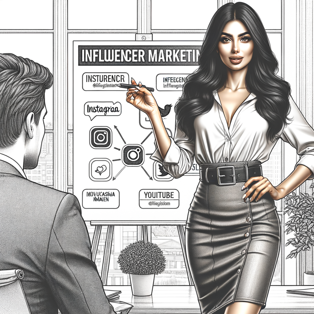 A proficient industry expert, elegantly attired in a professional ensemble, elucidates the pivotal role of influencer marketing to her esteemed clientele. Leveraging diverse social media platforms including Instagram, Twitter, YouTube, among others, she articulates the profound significance of strategic influencer collaborations in fostering brand visibility, engagement, and ultimately, business growth